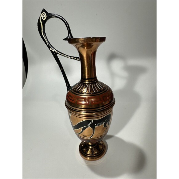 Vintage Greek Style Vase – Black Goat Figure Art Pottery – Decorative Ewer - Picture 3 of 8